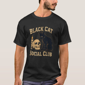 Black Cat Social Club Funny Halloween Cat Lover Sp T-Shirt