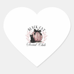 Black Cat Social Club Halloween Pumpkin Spooky Cat Heart Sticker