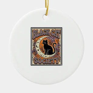 Black Cat Society Cat Black Cat Vintage Vector Art Ceramic Ornament