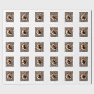 Black Cat Society Cat Black Cat Vintage Vector Art Wrapping Paper