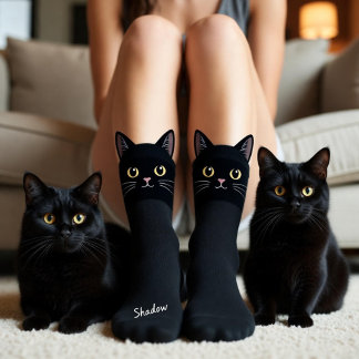 Black Cat Socks Gift for Cat Mom & Cat Dad Lovers