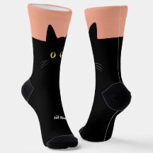 Black Cat Socks with Custom Name – Cute Gift