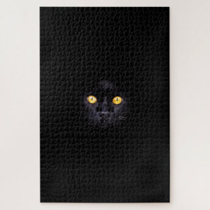 Black Cat Solid Background Difficult Animal Pet Jigsaw Puzzle