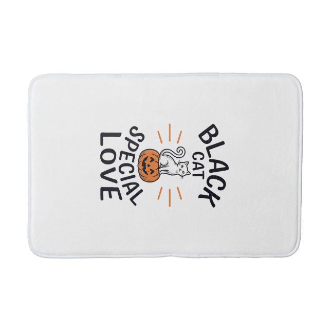 Black Cat Special Love Halloween Cat Vector Design Bath Mat (Front)