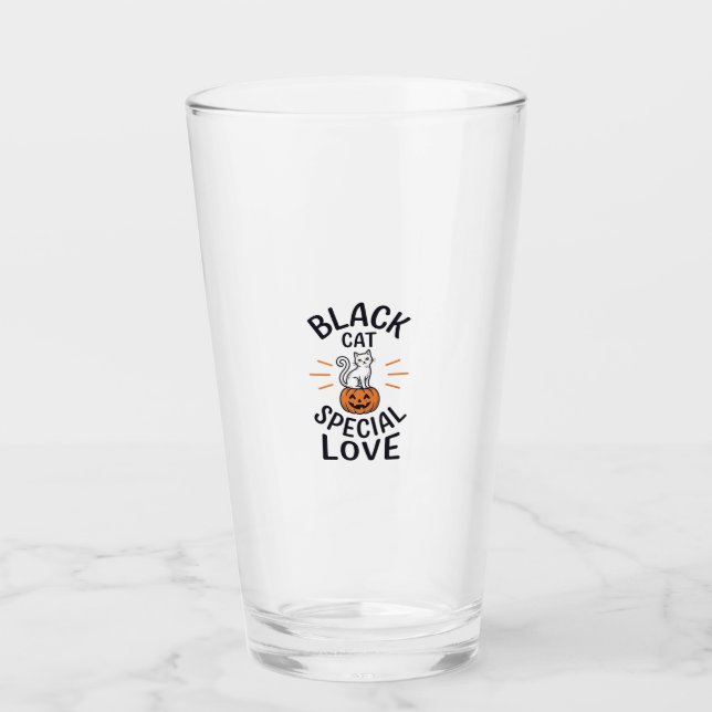 Black Cat Special Love Halloween Cat Vector Design Glass (Front)