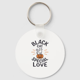 Black Cat Special Love Halloween Cat Vector Design Keychain