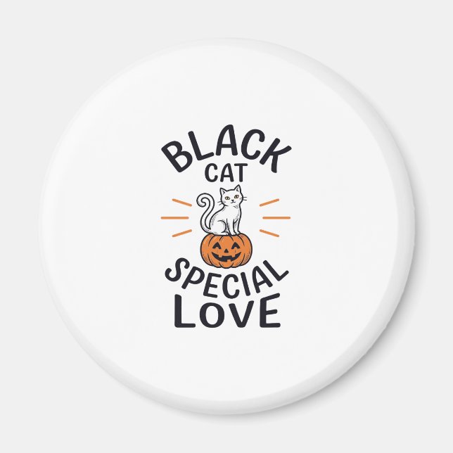 Black Cat Special Love Halloween Cat Vector Design Magnet (Front)