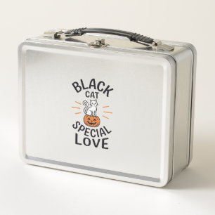 Black Cat Special Love Halloween Cat Vector Design Metal Lunch Box