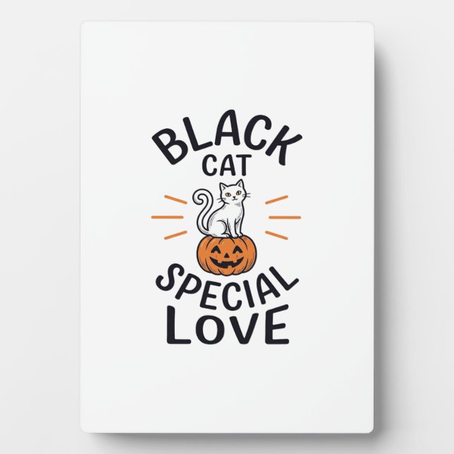 Black Cat Special Love Halloween Cat Vector Design Plaque (Front)