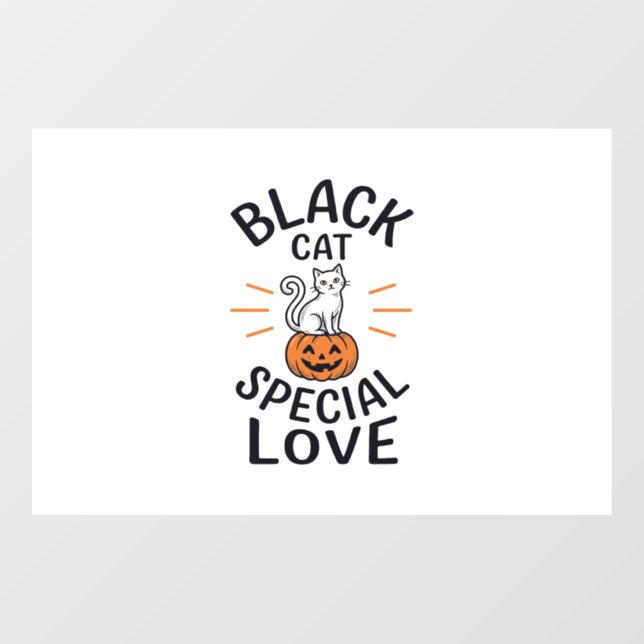 Black Cat Special Love Halloween Cat Vector Design Window Cling (Sheet)