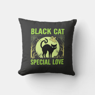Black Cat Special Love Halloween Graphic Throw Pillow