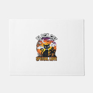 Black Cat Special Love Halloween Haunted House Bat Doormat