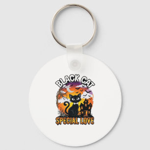Black Cat Special Love Halloween Haunted House Bat Keychain