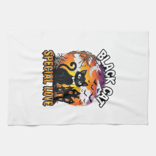 Black Cat Special Love Halloween Haunted House Bat Kitchen Towel