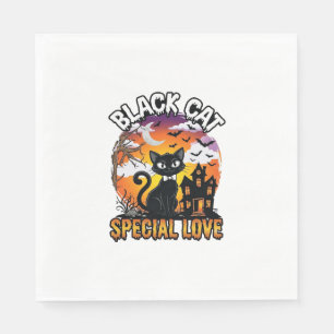 Black Cat Special Love Halloween Haunted House Bat Napkin