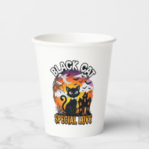 Black Cat Special Love Halloween Haunted House Bat Paper Cups