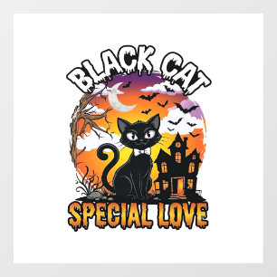Black Cat Special Love Halloween Haunted House Bat Window Cling