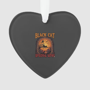 Black Cat Special Love Halloween Moon Witch Pumpki Ornament