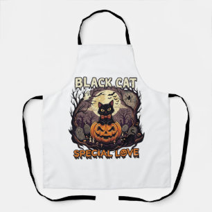 Black Cat Special Love Halloween Pumpkin Full Moon Apron