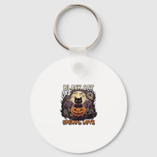 Black Cat Special Love Halloween Pumpkin Full Moon Keychain