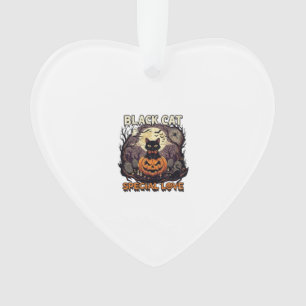 Black Cat Special Love Halloween Pumpkin Full Moon Ornament