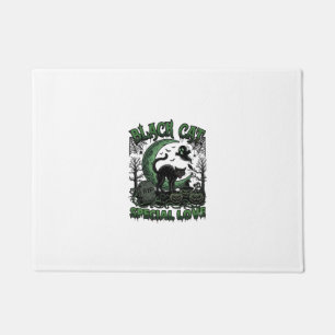 Black Cat Special Love Haloween Crescent Moon Ghos Doormat