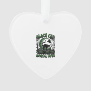 Black Cat Special Love Haloween Crescent Moon Ghos Ornament