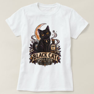 Black Cat Spell Club Cute Witchy Halloween T-Shirt