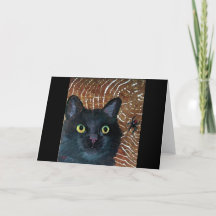black cat & spider Folded Greeting Card
