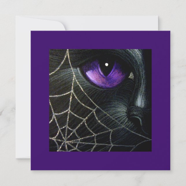 BLACK CAT & SPIDER WEB CUSTOMIZE HALLOWEEN CARD (Front)