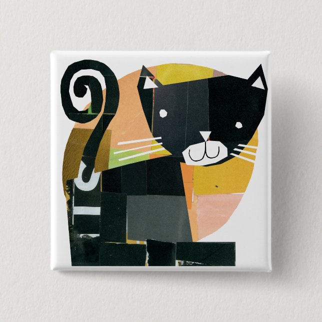 Black Cat Spooks 2 Inch Square Button (Front)