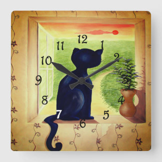 Black Cat Square Wall Clock