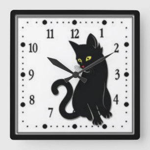 Black Cat Square Wall Clock
