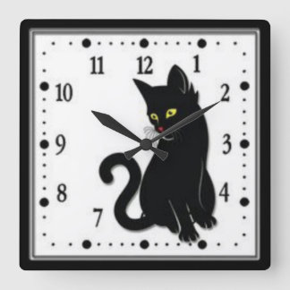 Black Cat Square Wall Clock