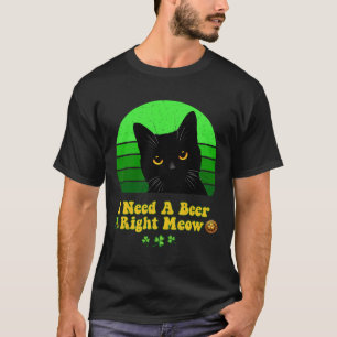 Black Cat St Patricks Day Funny Kitten Lover Shamr T-Shirt