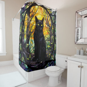 Black Cat Stained Glass Yellow 