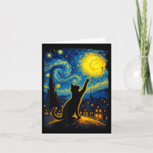 Black Cat Starry Night Van Gogh Cat, Cat Mom, Cat  Card