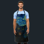 Black Cat Starry Night Van Gogh Cat Selfie  Apron<br><div class="desc">Unleash your inner art lover and feline fanatic with this Black Cat Starry Night Van Gogh Cat Selfie Cat Mom Cat Lover T-Shirt. Featuring a cool black cat snapping a selfie against a swirling Van Gogh-inspired night sky, this tee combines iconic art with quirky modern humour. Whether you're a cat...</div>