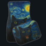 Black Cat Starry Night Van Gogh Cat Selfie  Car Mat<br><div class="desc">Unleash your inner art lover and feline fanatic with this Black Cat Starry Night Van Gogh Cat Selfie Cat Mom Cat Lover T-Shirt. Featuring a cool black cat snapping a selfie against a swirling Van Gogh-inspired night sky, this tee combines iconic art with quirky modern humour. Whether you're a cat...</div>