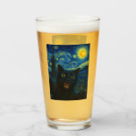 Black Cat Starry Night Van Gogh Cat Selfie  Glass<br><div class="desc">Unleash your inner art lover and feline fanatic with this Black Cat Starry Night Van Gogh Cat Selfie Cat Mom Cat Lover T-Shirt. Featuring a cool black cat snapping a selfie against a swirling Van Gogh-inspired night sky, this tee combines iconic art with quirky modern humour. Whether you're a cat...</div>