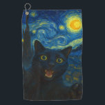 Black Cat Starry Night Van Gogh Cat Selfie  Golf Towel<br><div class="desc">Unleash your inner art lover and feline fanatic with this Black Cat Starry Night Van Gogh Cat Selfie Cat Mom Cat Lover T-Shirt. Featuring a cool black cat snapping a selfie against a swirling Van Gogh-inspired night sky, this tee combines iconic art with quirky modern humour. Whether you're a cat...</div>