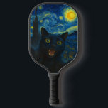 Black Cat Starry Night Van Gogh Cat Selfie  Pickleball Paddle<br><div class="desc">Unleash your inner art lover and feline fanatic with this Black Cat Starry Night Van Gogh Cat Selfie Cat Mom Cat Lover T-Shirt. Featuring a cool black cat snapping a selfie against a swirling Van Gogh-inspired night sky, this tee combines iconic art with quirky modern humour. Whether you're a cat...</div>