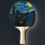 Black Cat Starry Night Van Gogh Cat Selfie  Ping Pong Paddle<br><div class="desc">Unleash your inner art lover and feline fanatic with this Black Cat Starry Night Van Gogh Cat Selfie Cat Mom Cat Lover T-Shirt. Featuring a cool black cat snapping a selfie against a swirling Van Gogh-inspired night sky, this tee combines iconic art with quirky modern humour. Whether you're a cat...</div>