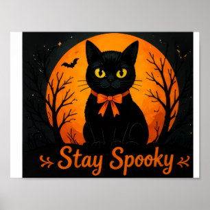 Black Cat Stay Spooky Halloween Card Poster