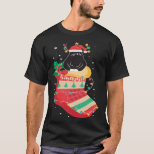 Black Cat Stockings Clothing Cool Holiday Christm T-Shirt