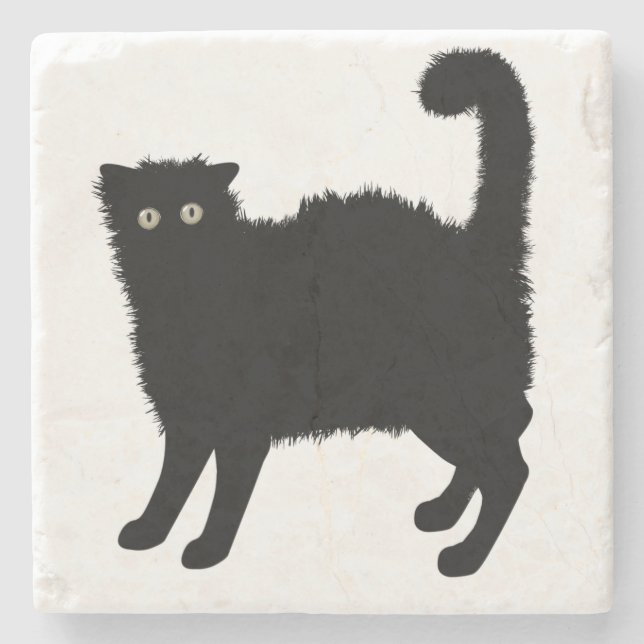 Black Cat Stone Coaster (Front)