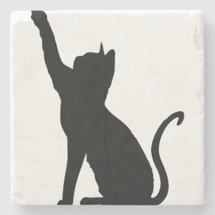 Black Cat Stone Coaster