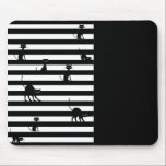 Black Cat & Stripes Color Block Black Mouse Pad<br><div class="desc">Like cats? Come and check out these cute black cats on these mouse pads.  Available in multiple styles and colors.</div>