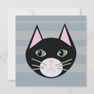 Black Cat, Stripes Invitation