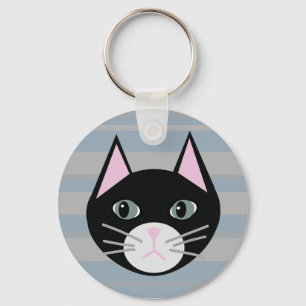 Black Cat, Stripes Keychain